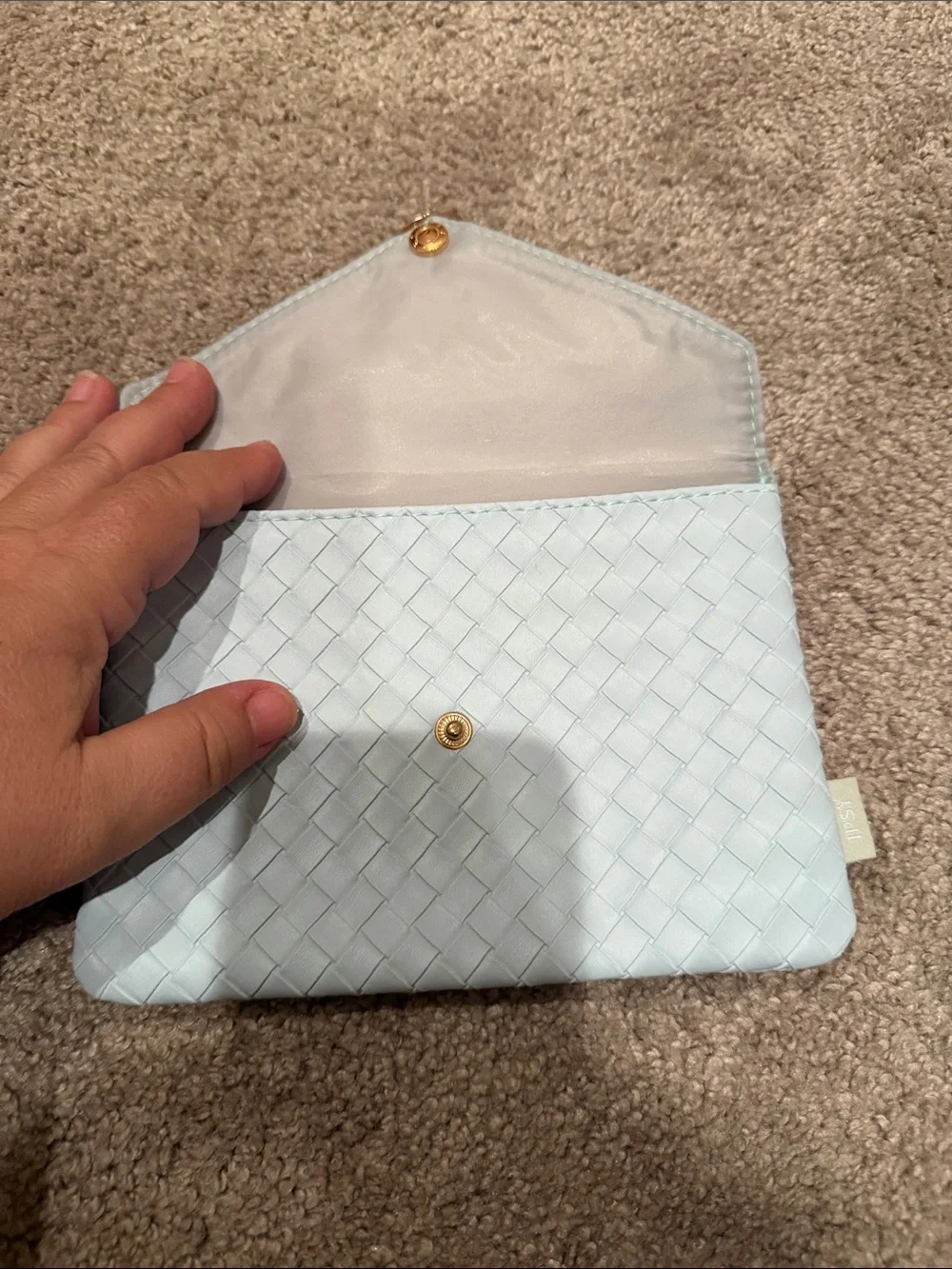 Ipsy Woven Envelope glam bag - Light Blue